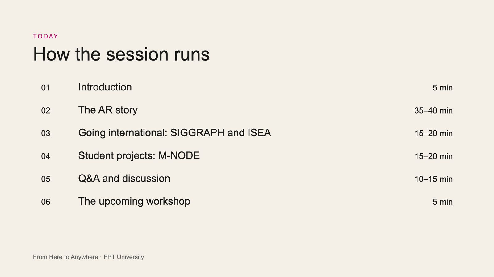 Slide 9: How the session runs