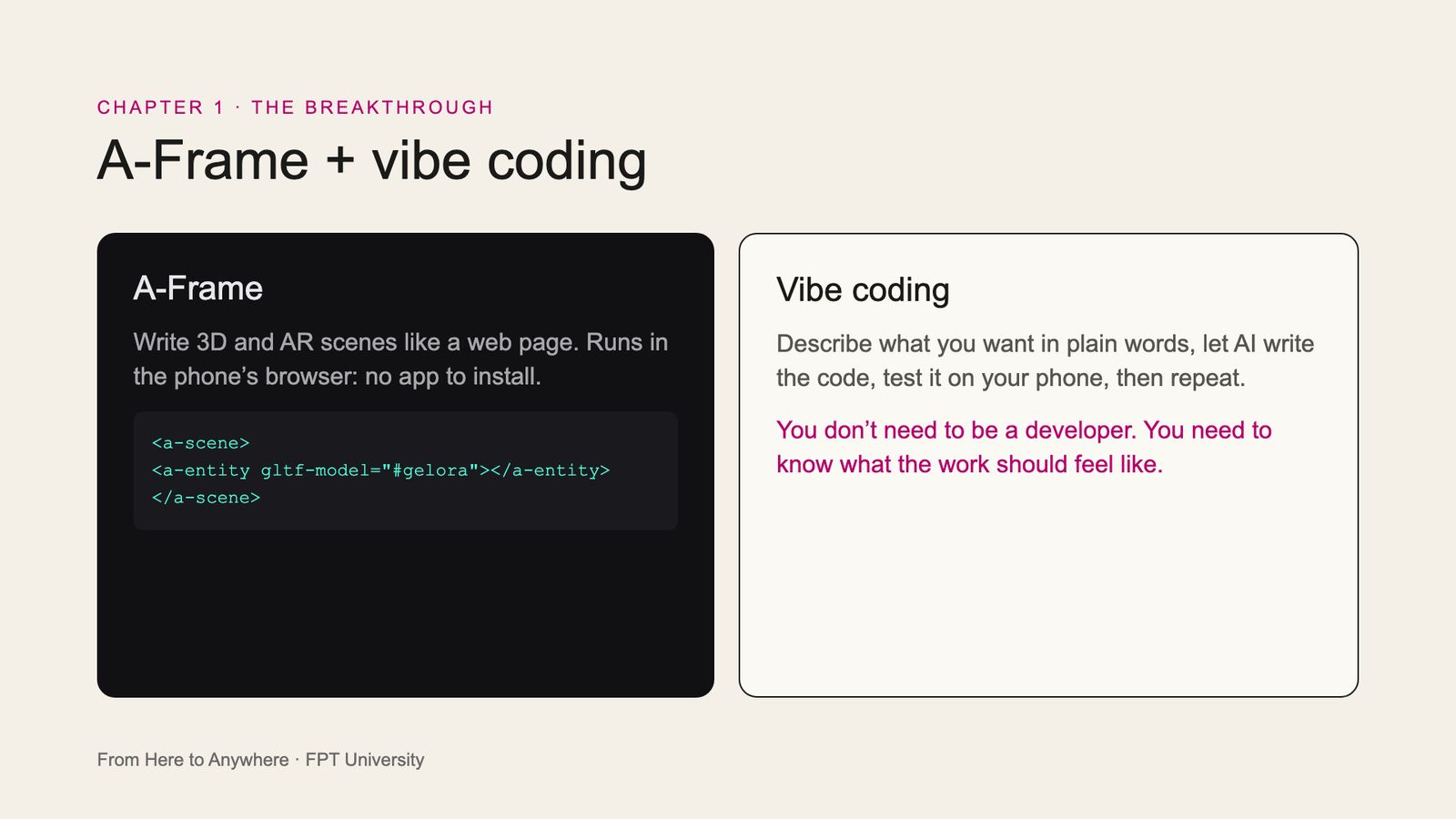 Slide 21: A-Frame + vibe coding