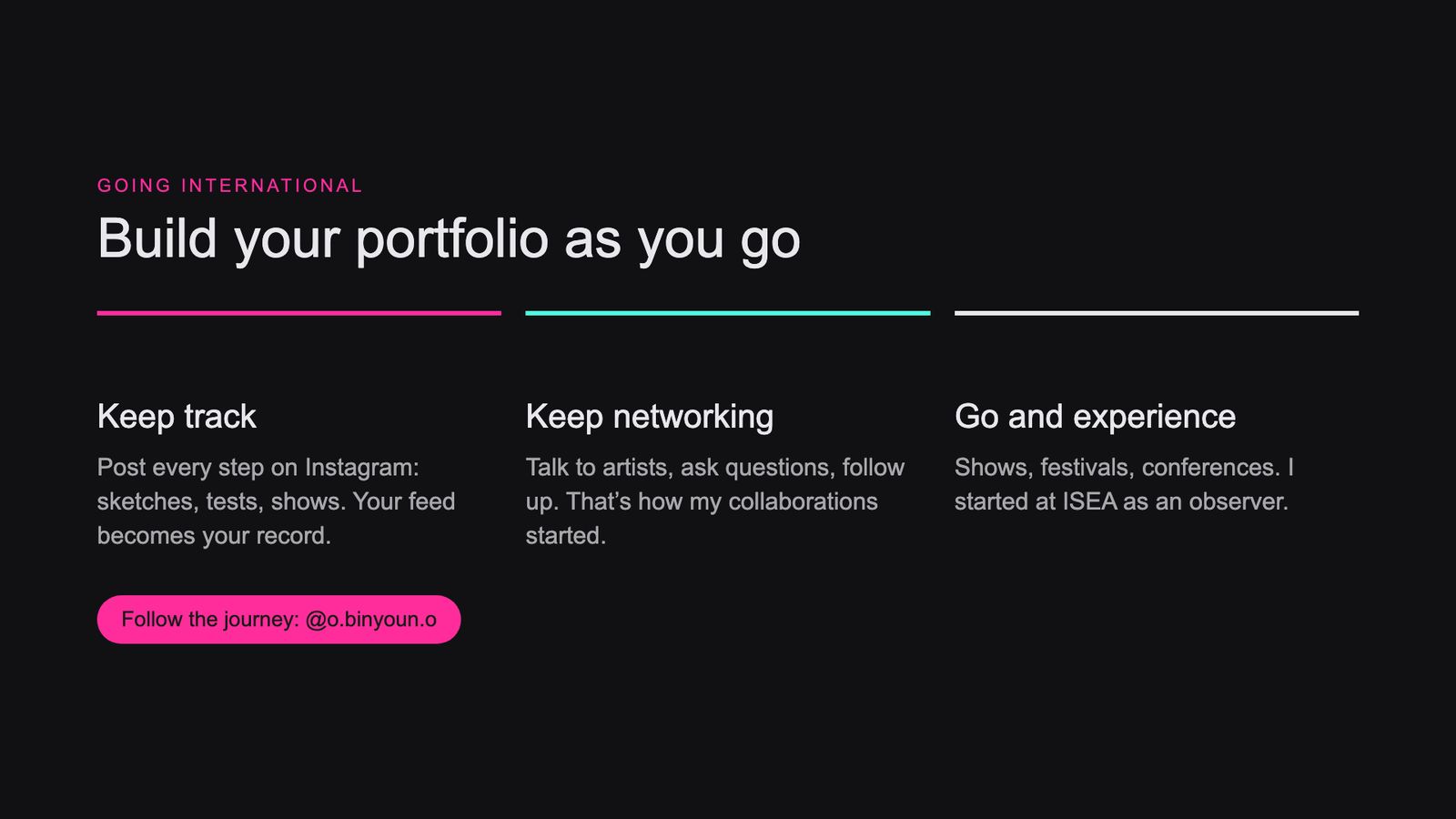 Slide 49: Build your portfolio as you go